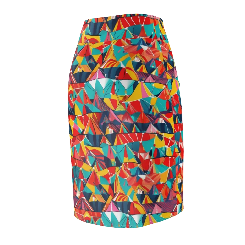 Carnival Canopies on Pencil Skirt — Back Side