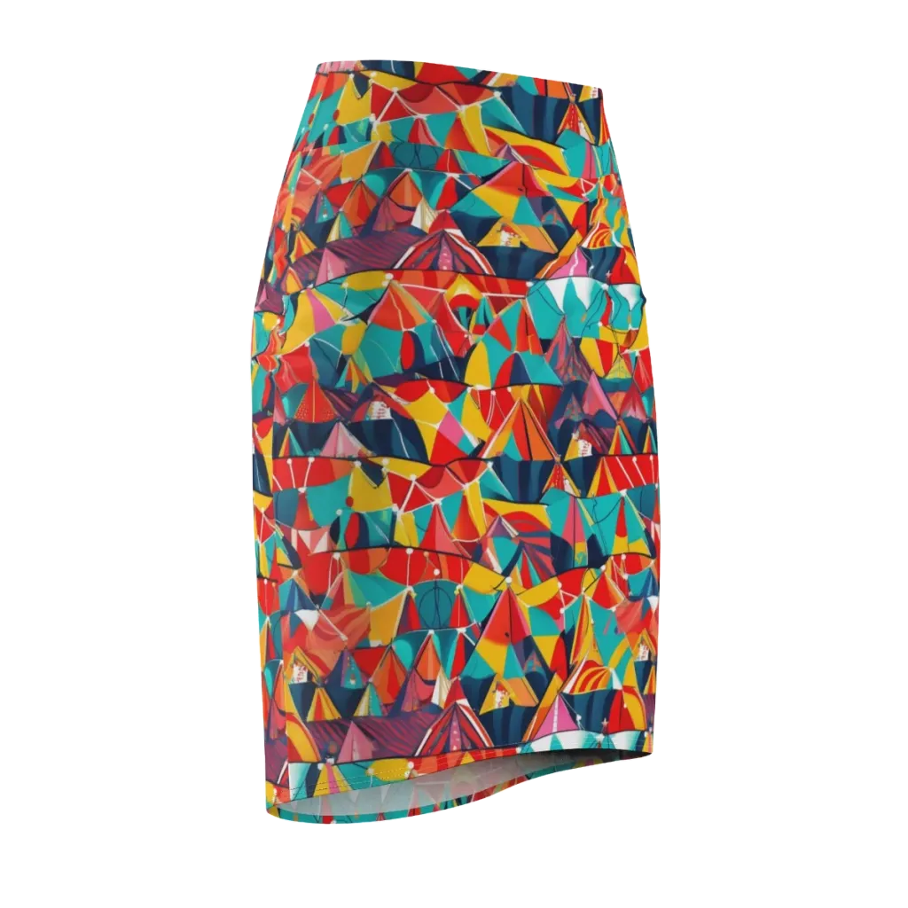 Carnival Canopies on Pencil Skirt — Front Side