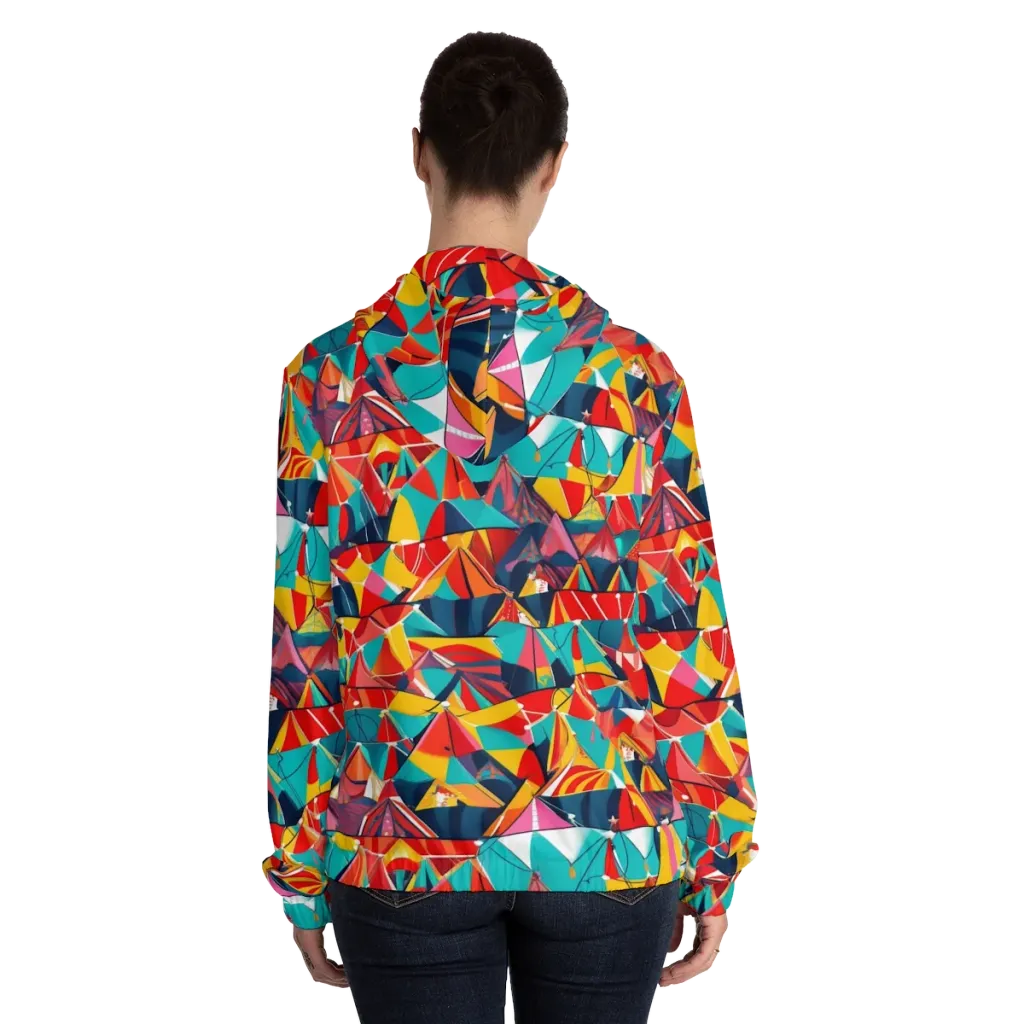 Carnival Canopies on Women's Full-Zip Hoodie — Back On Person