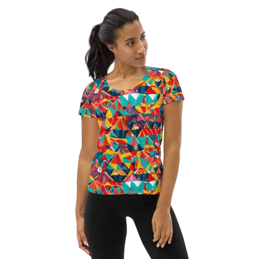 Carnival Canopies on a Women's Athletic T-Shirt
