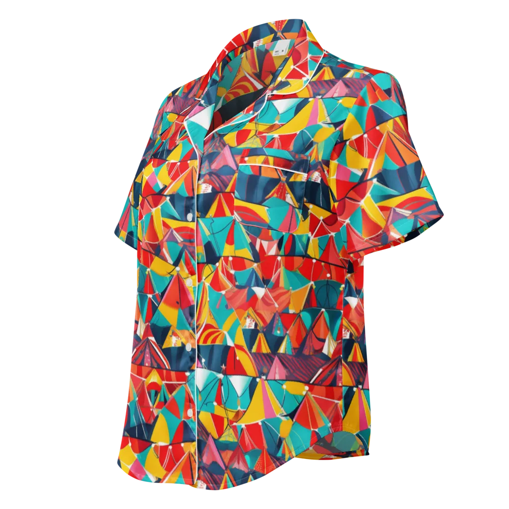 Carnival Canopies on Women's Short Sleeve Pajama Top — Left Front