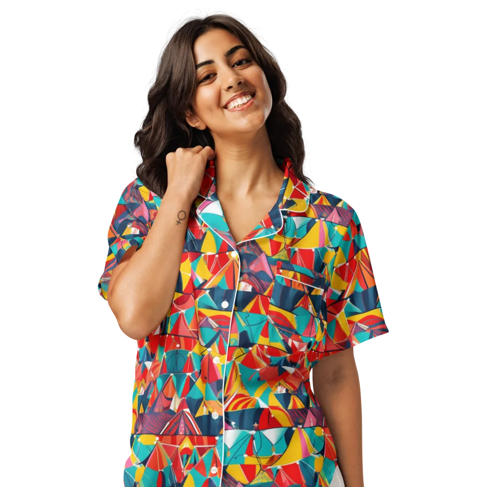 Carnival Canopies on Women's Short Sleeve Pajama Top — Front