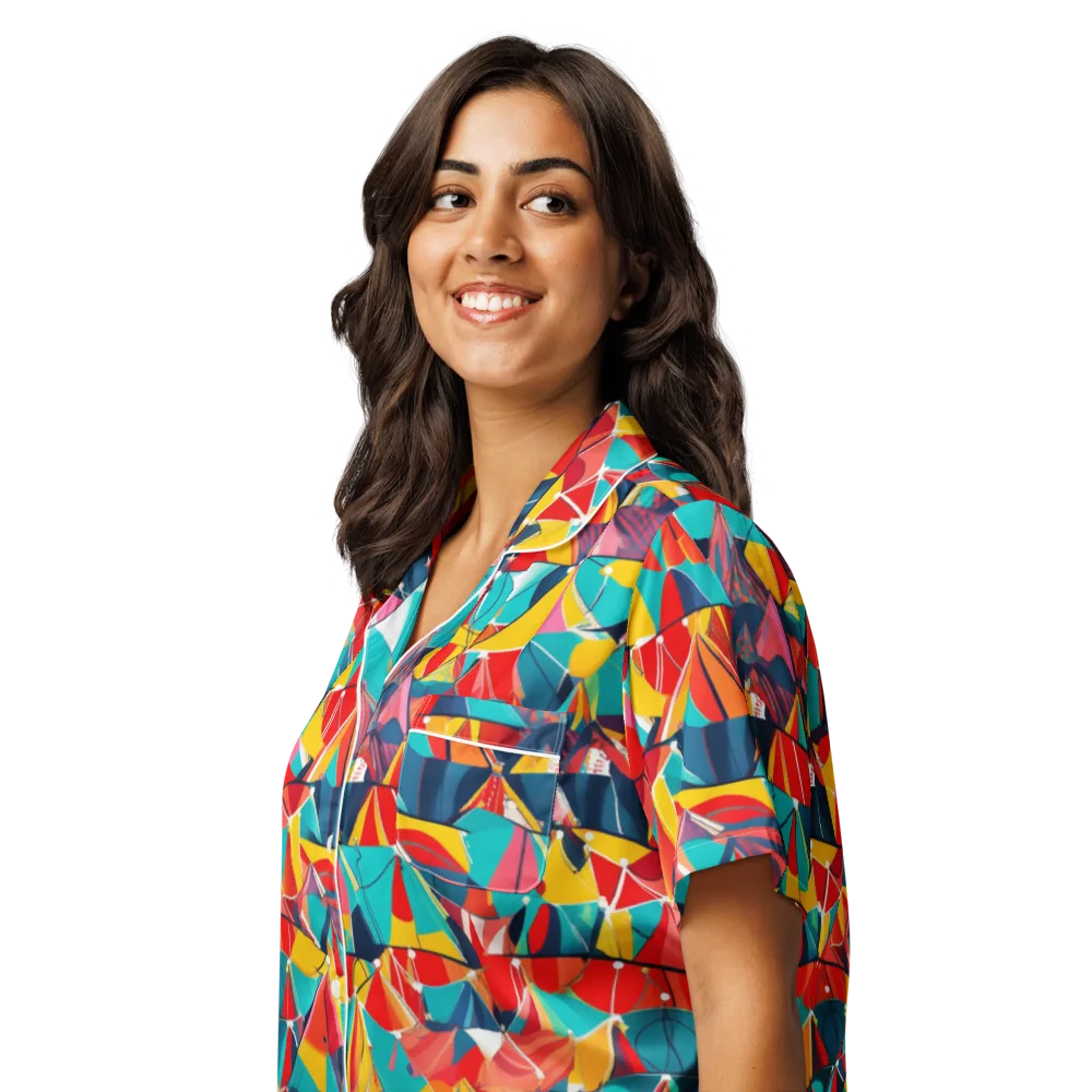 Carnival Canopies on Women's Short Sleeve Pajama Top — Left Front