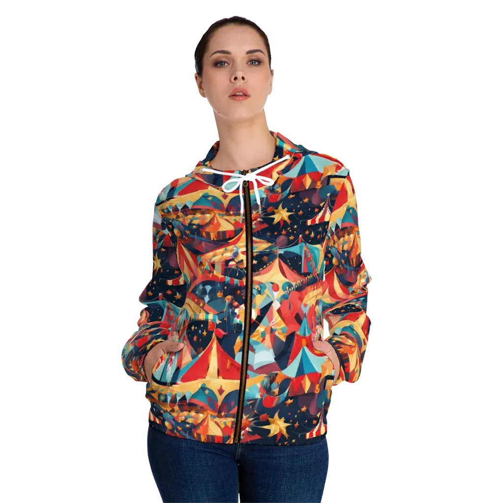 Midnight Big Top on Women's Full-Zip Hoodie — Front On Person