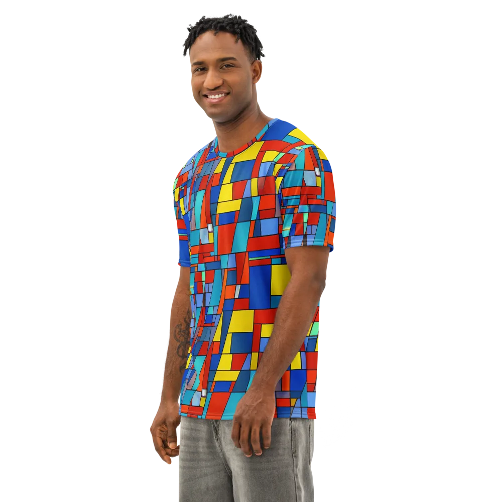 Scarlet Structure on Men's Cotton Crew Neck T-Shirt — Left Front