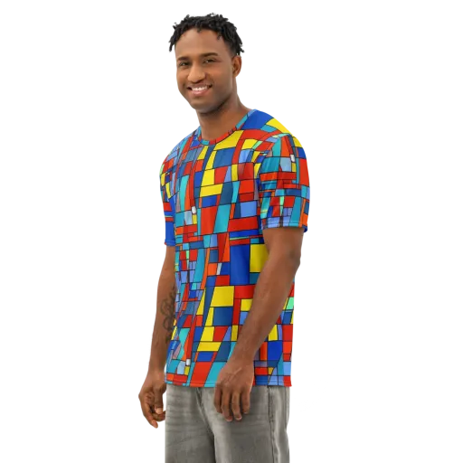 Scarlet Structure on a Men's Cotton Crew Neck T-Shirt