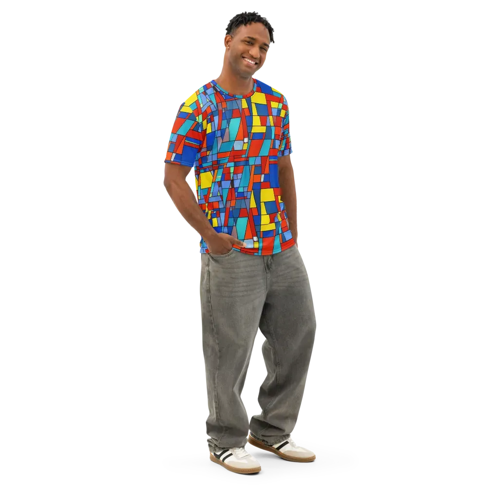 Scarlet Structure on Men's Cotton Crew Neck T-Shirt — Right Front