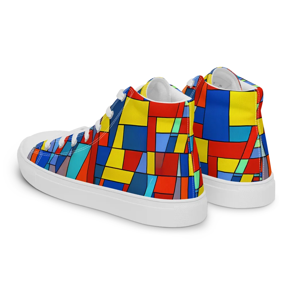 Scarlet Structure on Men's High Top Canvas Shoes — Left Back