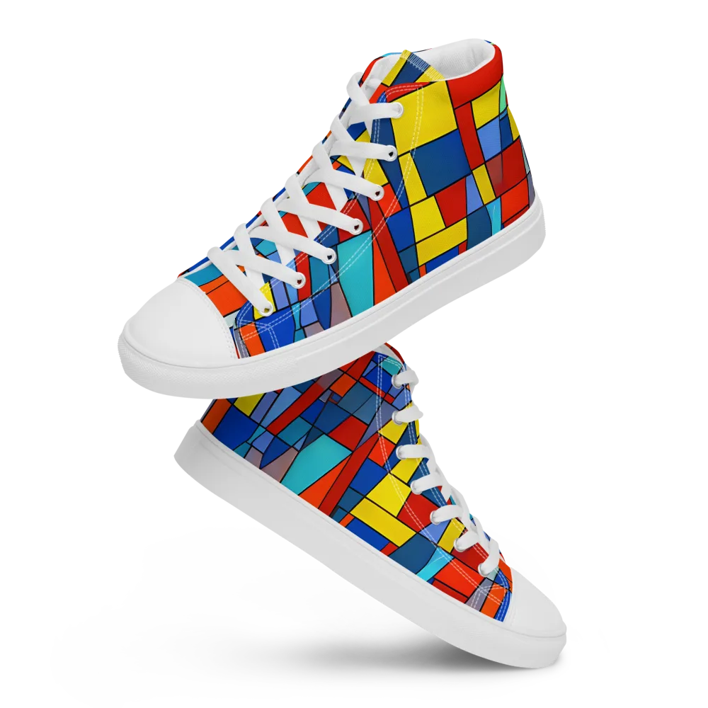 Scarlet Structure on Men's High Top Canvas Shoes — Front