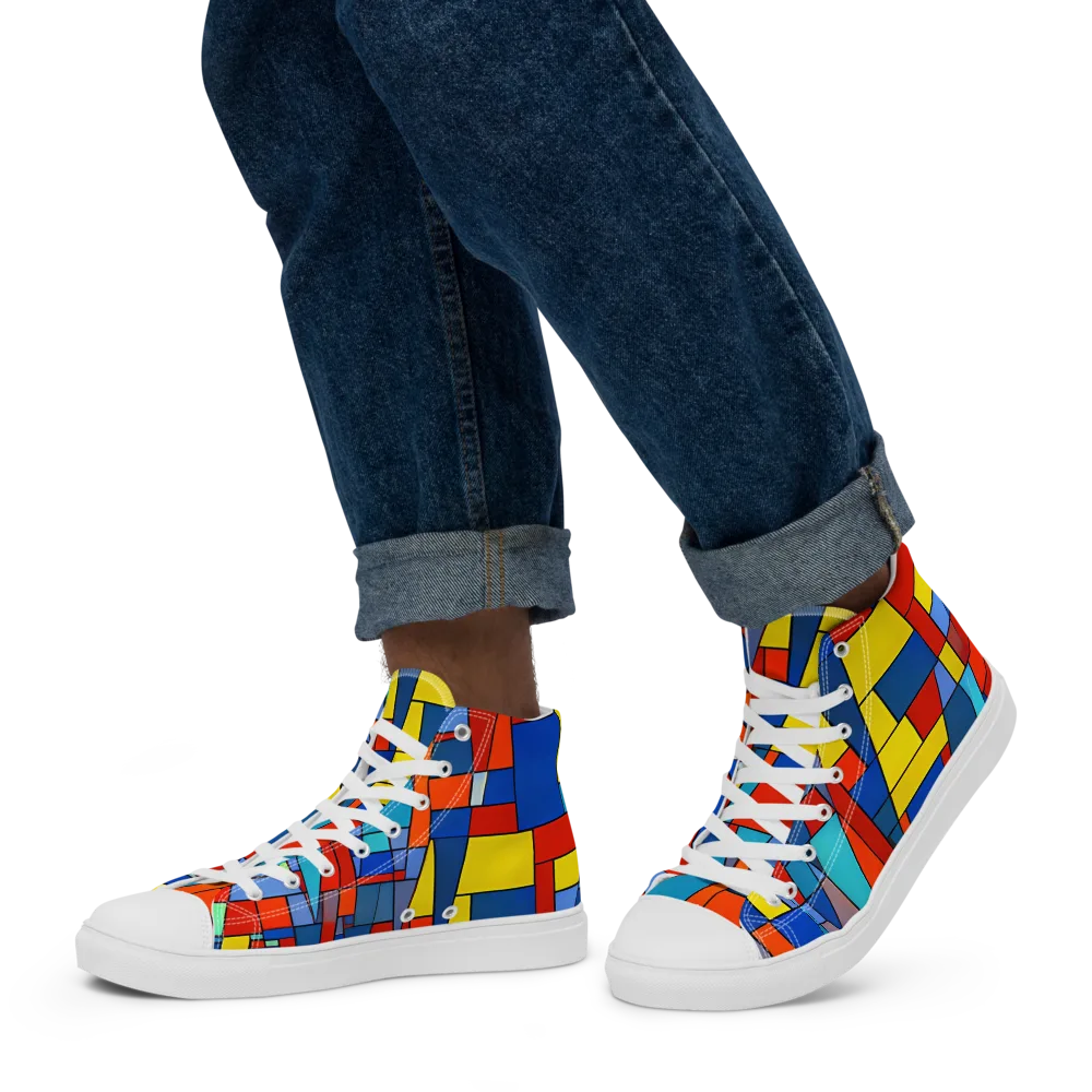 Scarlet Structure on Men's High Top Canvas Shoes — Left