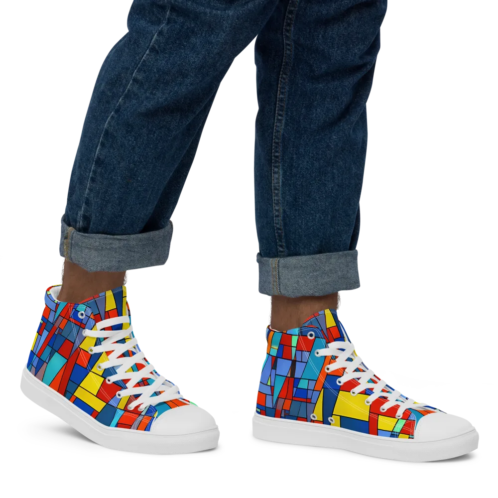 Scarlet Structure on Men's High Top Canvas Shoes — Right