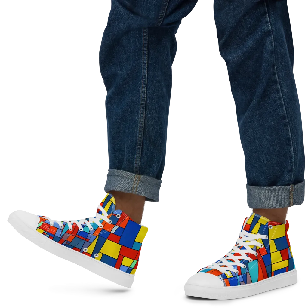 Scarlet Structure on Men's High Top Canvas Shoes — Left