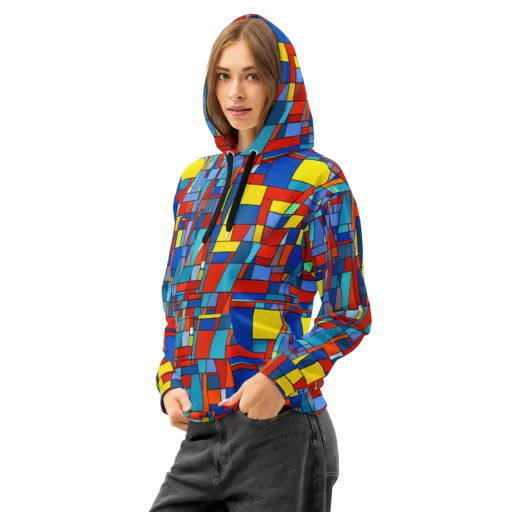 Scarlet Structure on a Cotton Hoodie