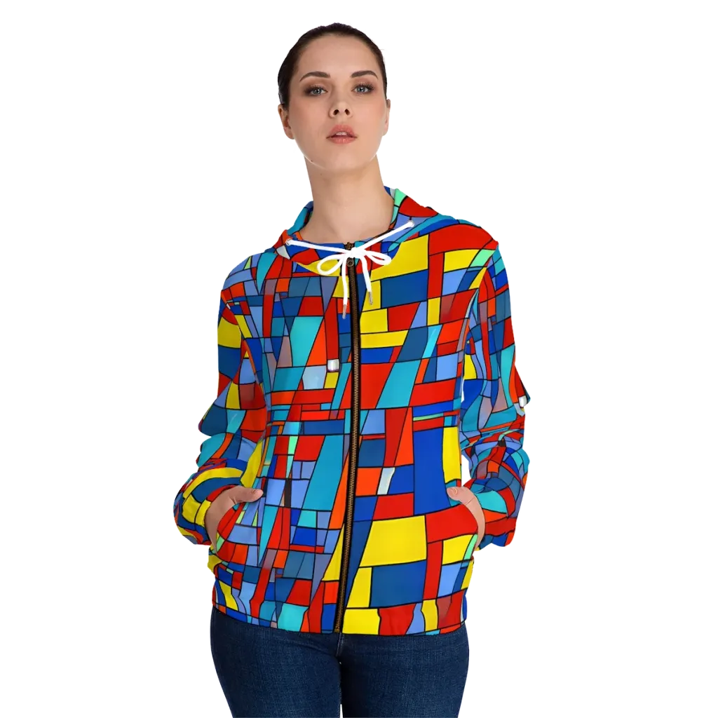 Scarlet Structure on Women's Full-Zip Hoodie — Front On Person