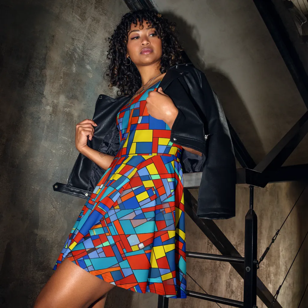 Scarlet Structure on Skater Dress — Front