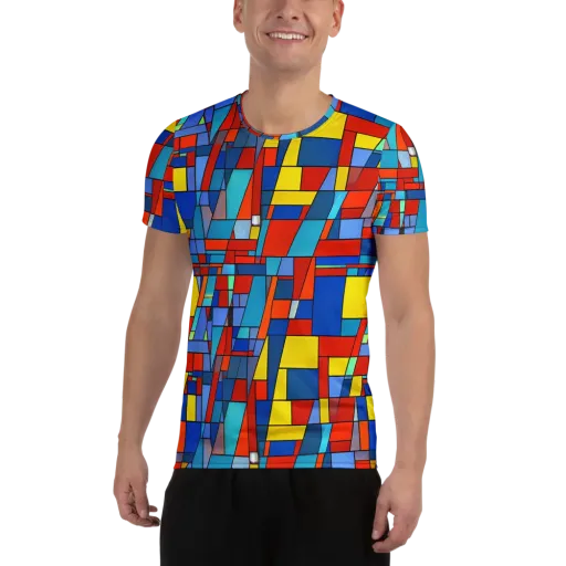 Scarlet Structure on a Men's Athletic T-Shirt