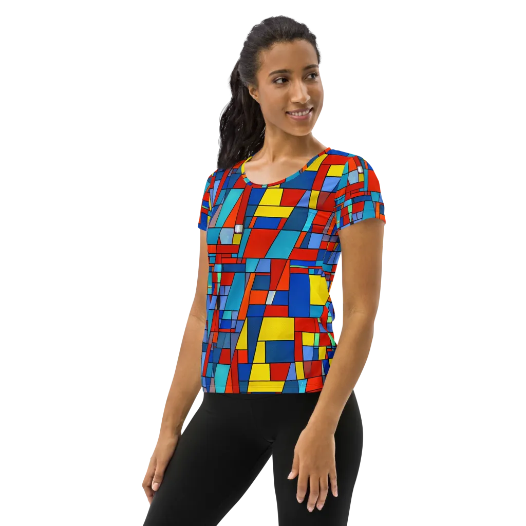 Scarlet Structure on Women's Athletic T-Shirt — Left