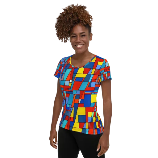 Scarlet Structure on a Women's Athletic T-Shirt