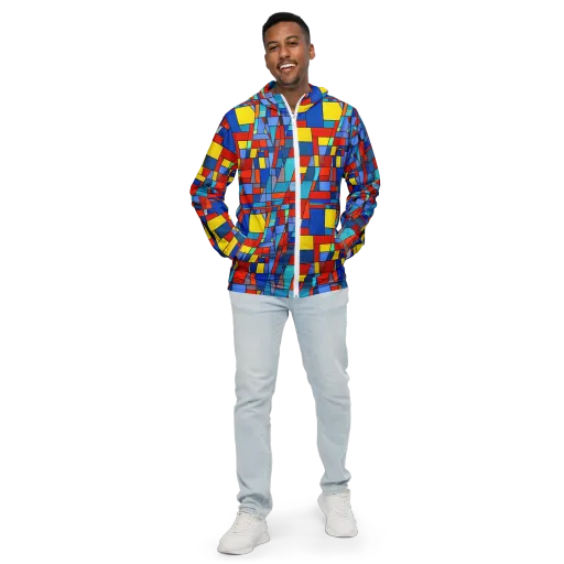 Scarlet Structure on a Men's Windbreaker
