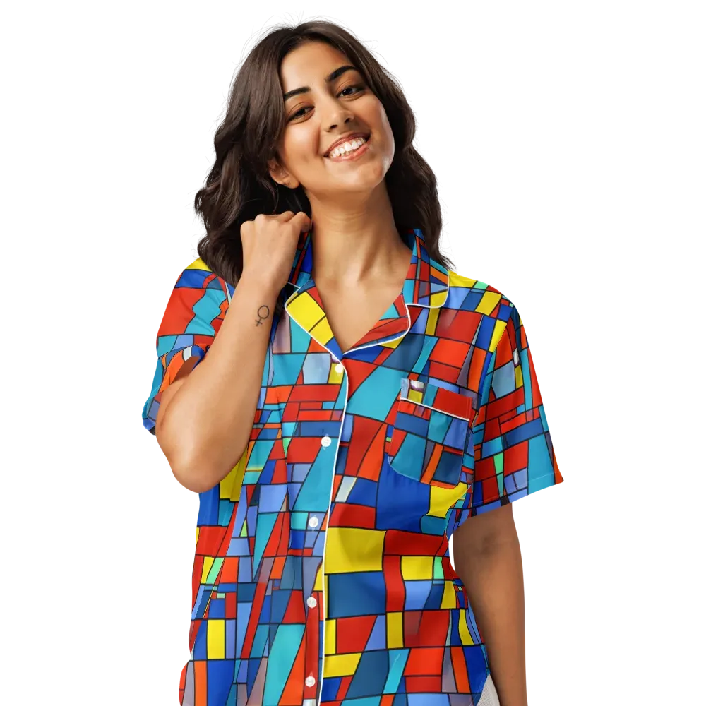 Scarlet Structure on Women's Short Sleeve Pajama Top — Front