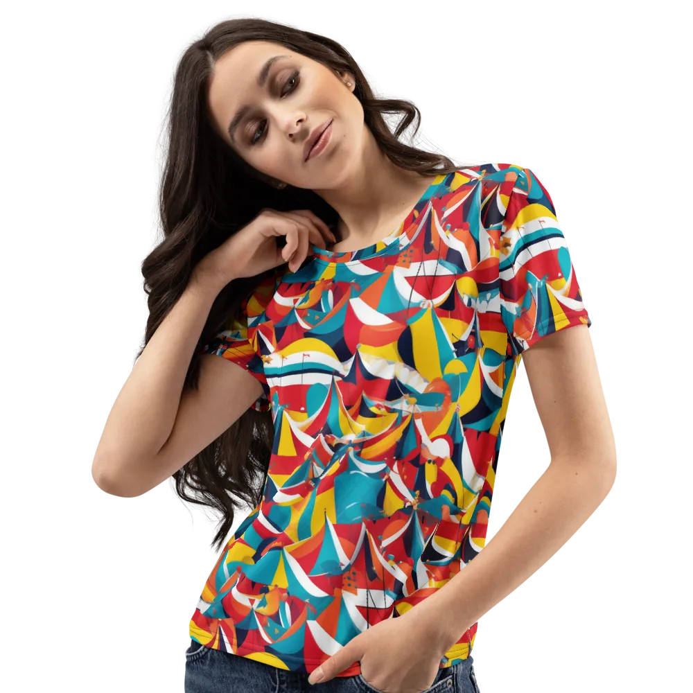 Carnival Sails on Women's Crew Neck T-Shirt — Left Front