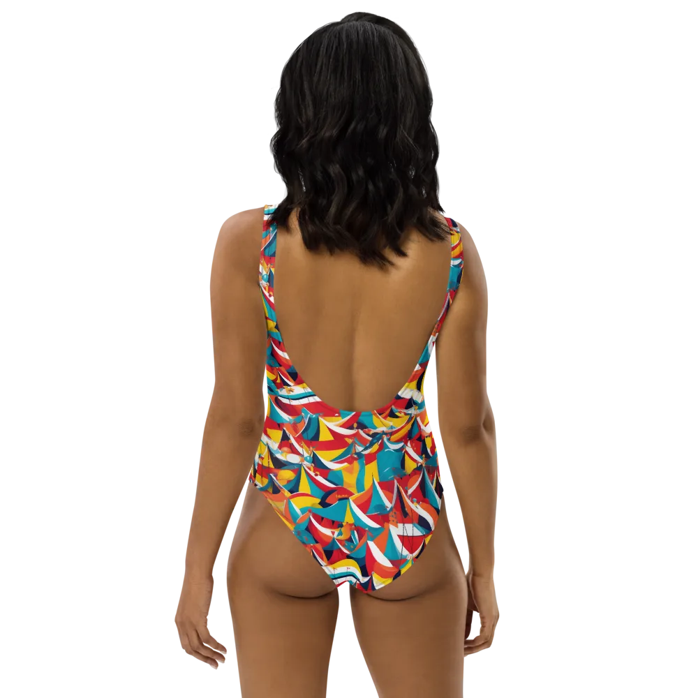 Carnival Sails on One-Piece Swimsuit — Back