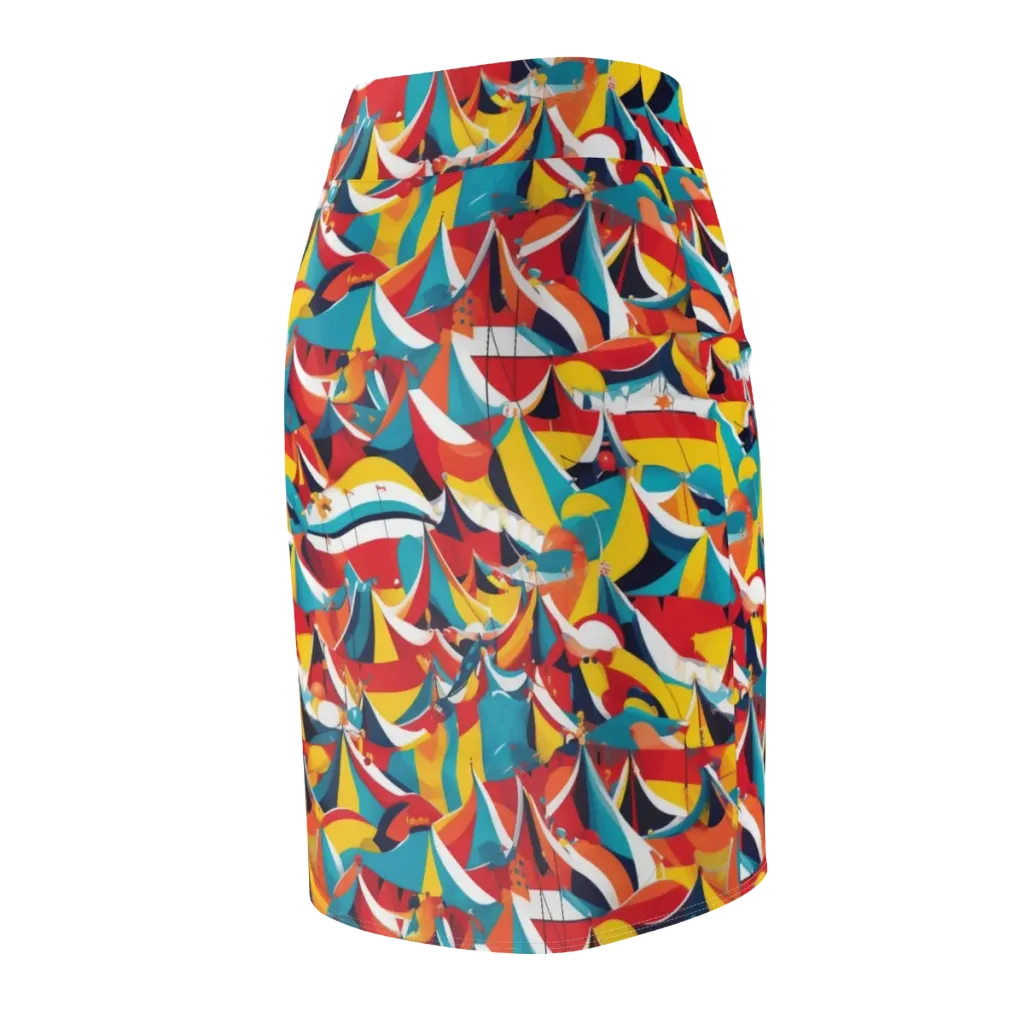 Carnival Sails on Pencil Skirt — Back Side