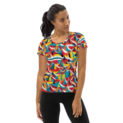 Carnival Sails on a Women's Athletic T-Shirt