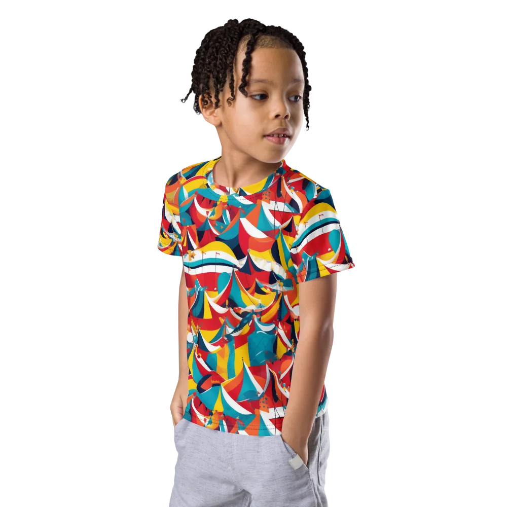 Carnival Sails on Kids Crew Neck T-Shirt — Left Front