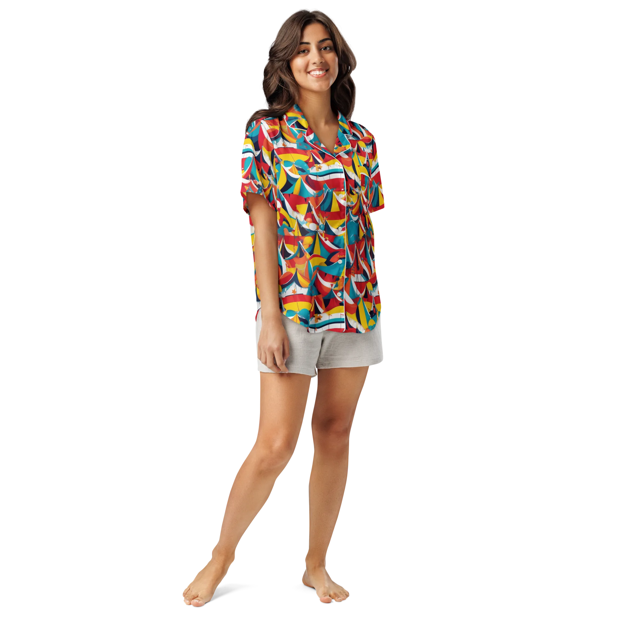Carnival Sails on Women's Short Sleeve Pajama Top — Front