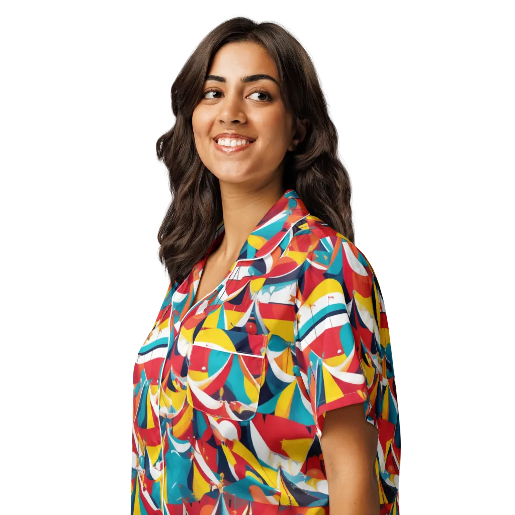 Carnival Sails on Women's Short Sleeve Pajama Top — Left Front