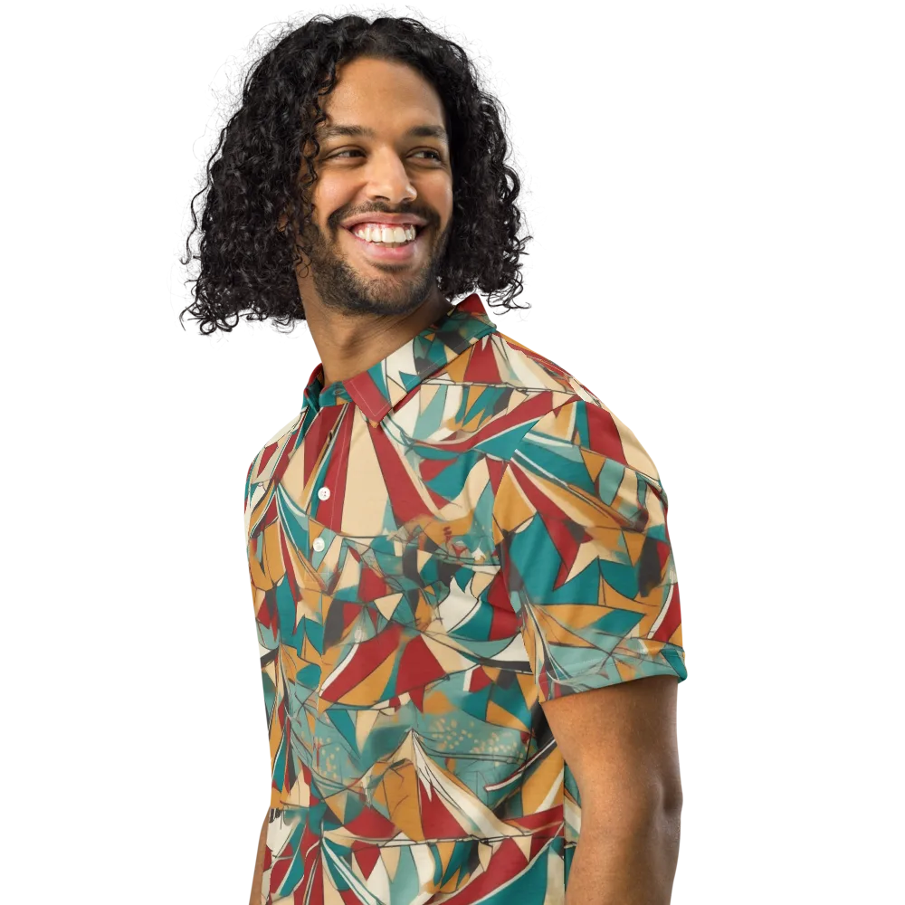 Carnival Geometry on Men's Slim Fit Polo Shirt — Left Front