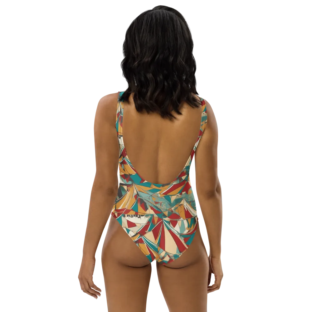Carnival Geometry on One-Piece Swimsuit — Back