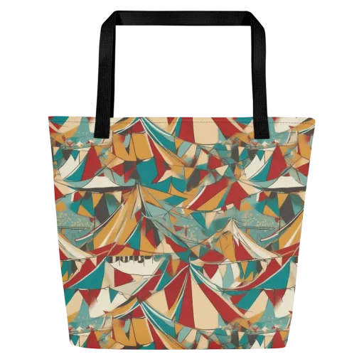 Carnival Geometry on a Large Tote Bag W/ Pocket