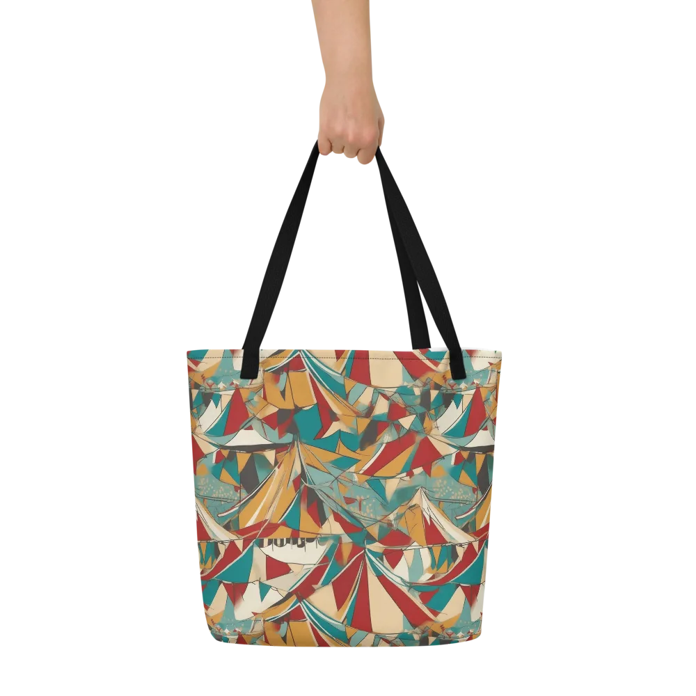 Carnival Geometry on Large Tote Bag W/ Pocket — Front