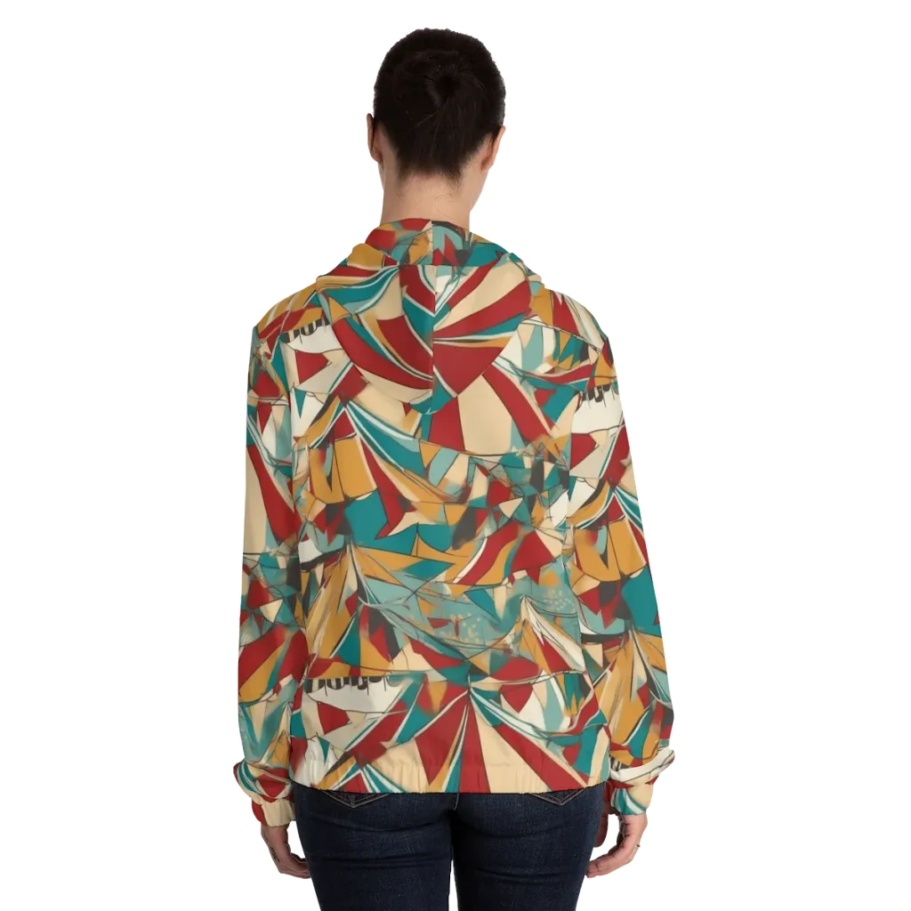 Carnival Geometry on Women's Full-Zip Hoodie — Back On Person