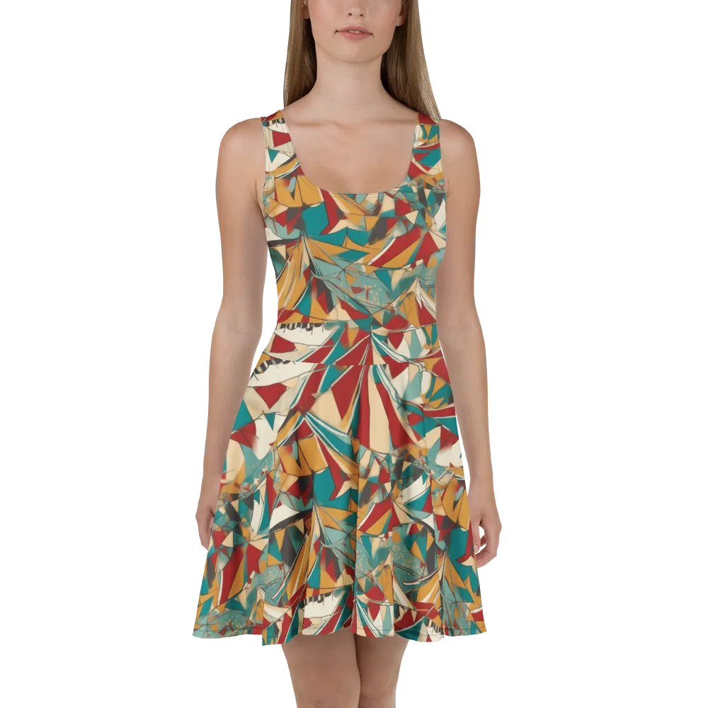 Carnival Geometry on Skater Dress — Front