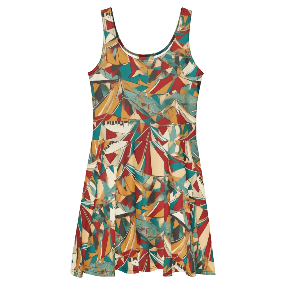 Carnival Geometry on Skater Dress — Front