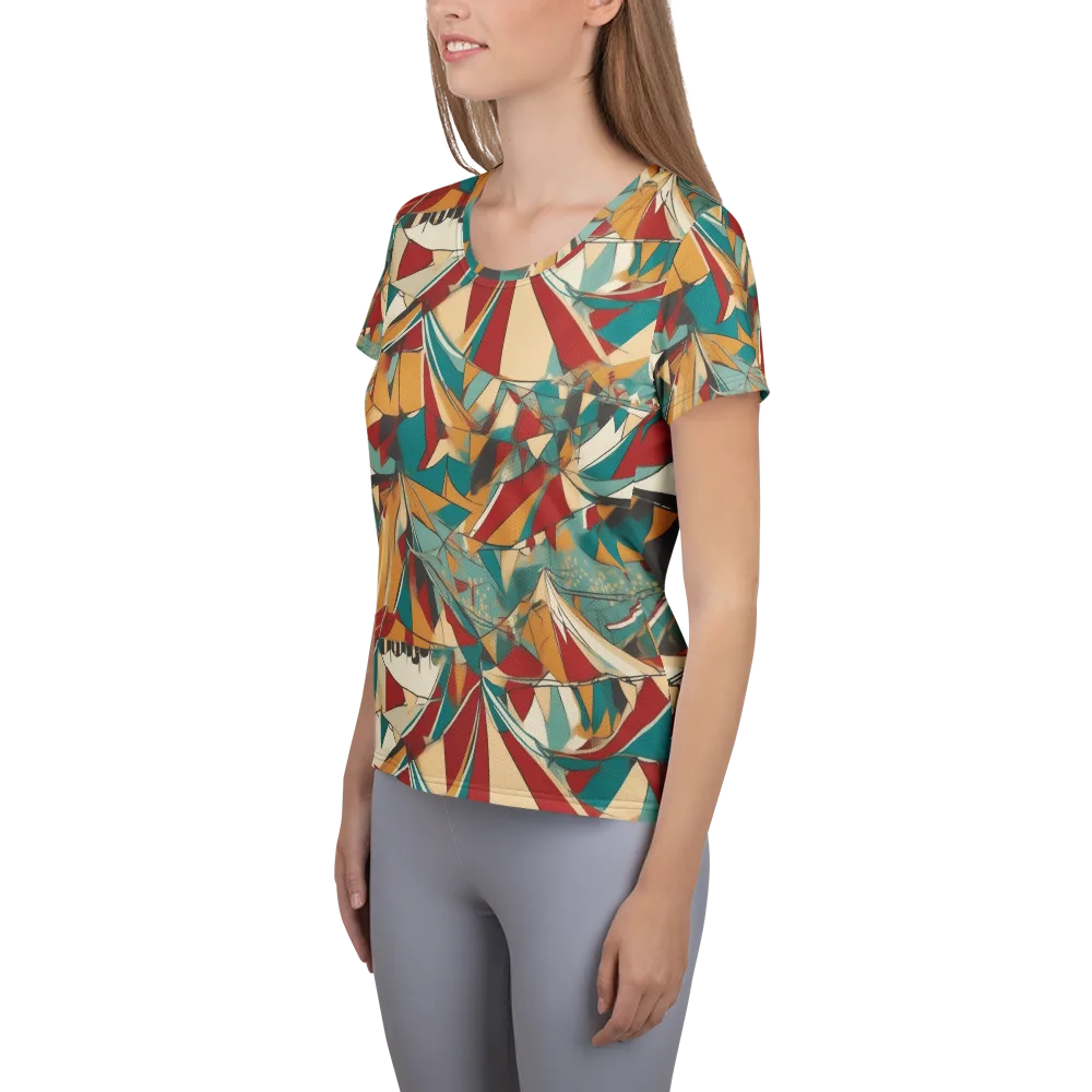 Carnival Geometry on Women's Athletic T-Shirt — Left