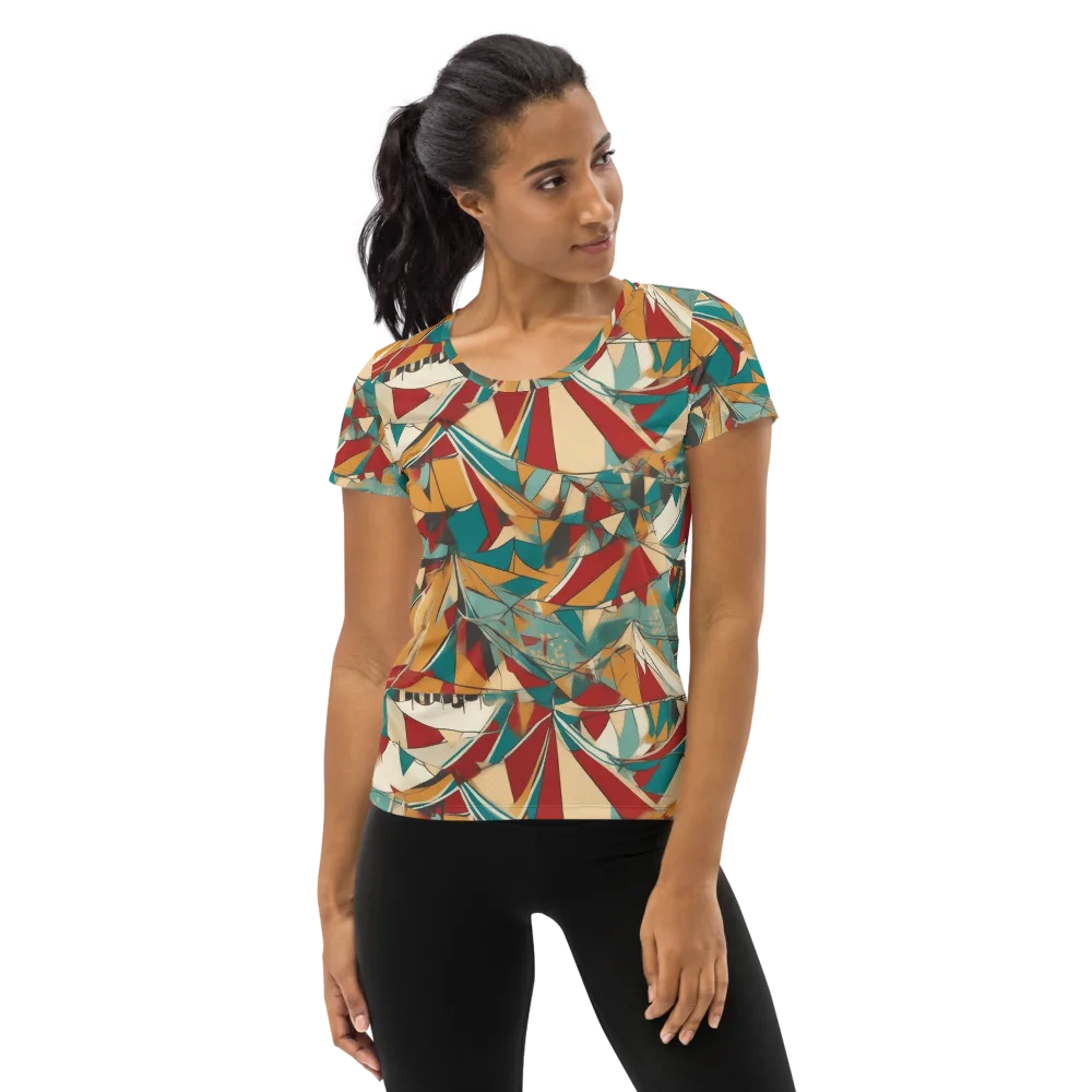 Carnival Geometry on Women's Athletic T-Shirt — Front