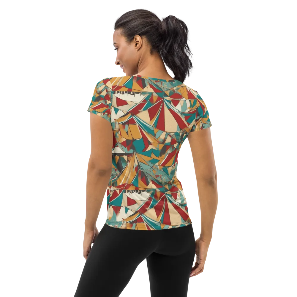 Carnival Geometry on Women's Athletic T-Shirt — Back