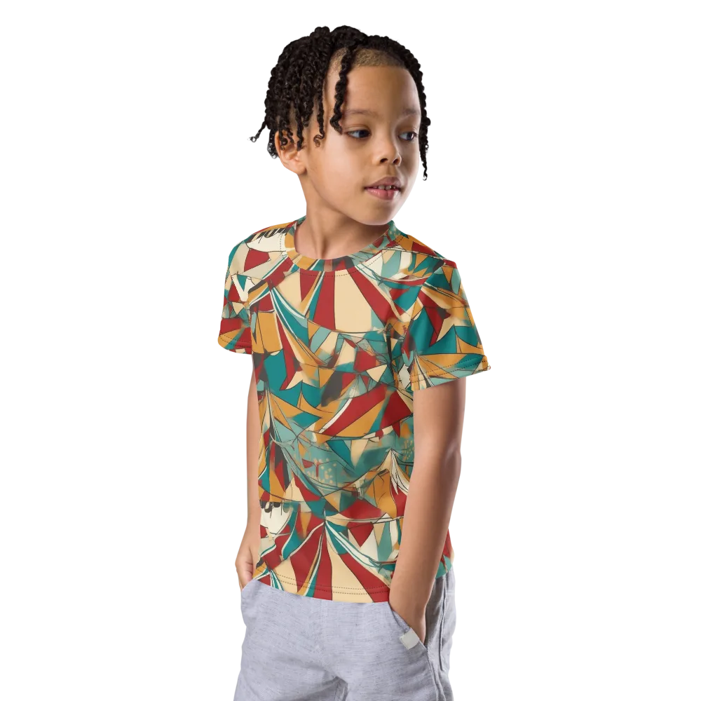 Carnival Geometry on Kids Crew Neck T-Shirt — Left Front