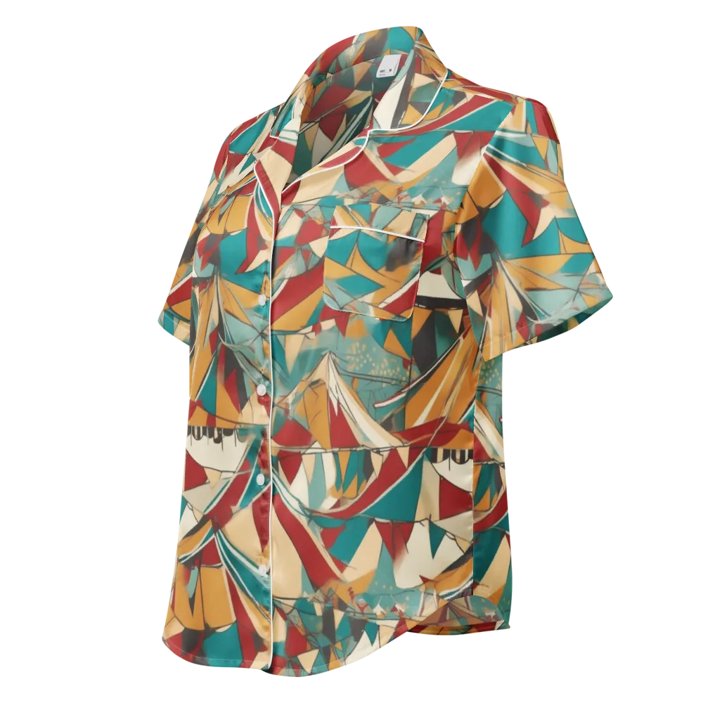 Carnival Geometry on Women's Short Sleeve Pajama Top — Left Front