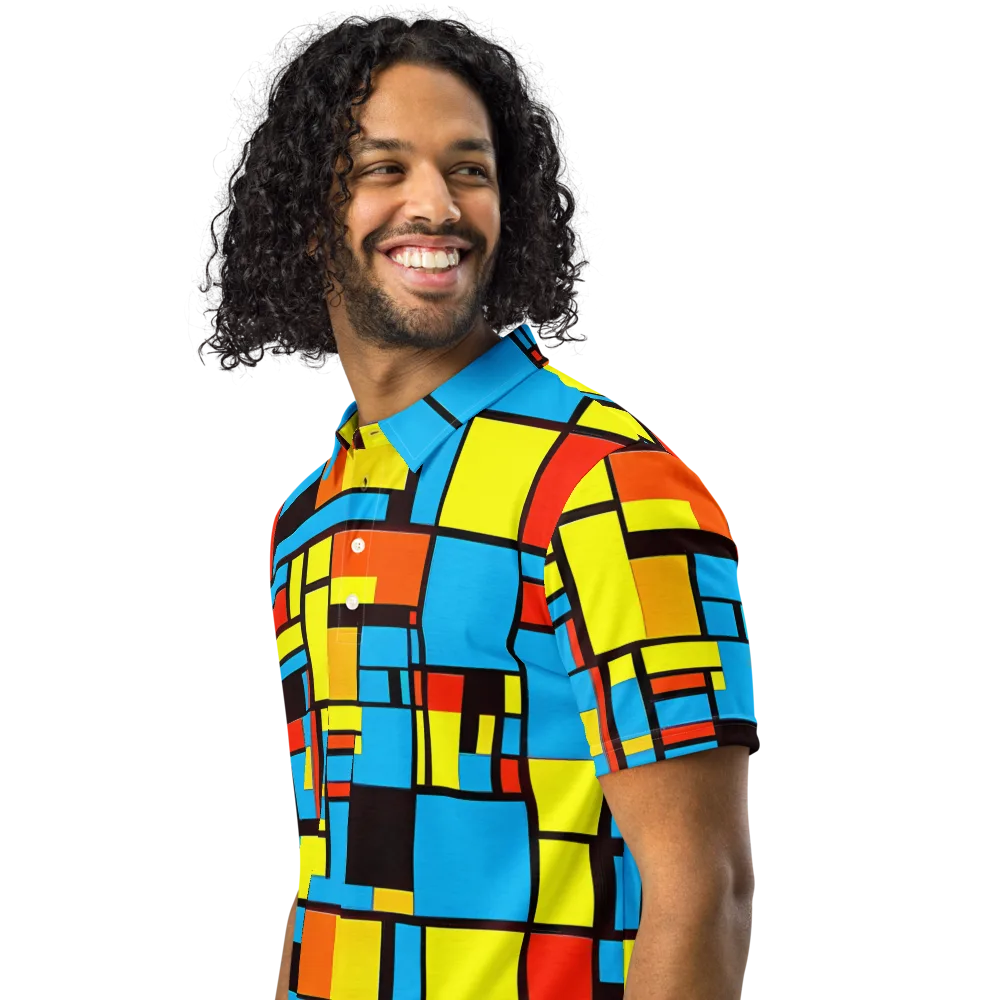 Block Party on Men's Slim Fit Polo Shirt — Left Front