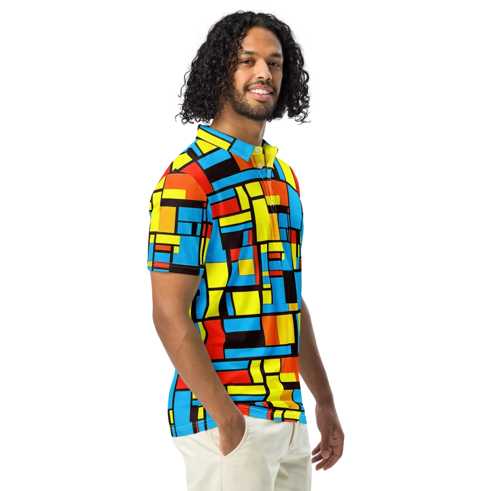 Block Party on Men's Slim Fit Polo Shirt — Right Front