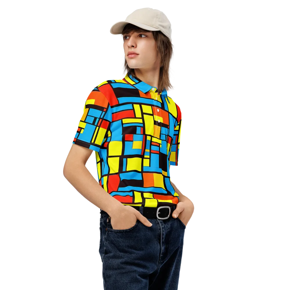Block Party on Men's Slim Fit Polo Shirt — Right Front