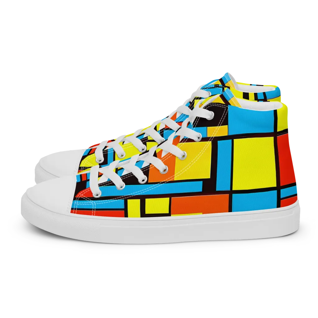 Block Party on Men's High Top Canvas Shoes — Left