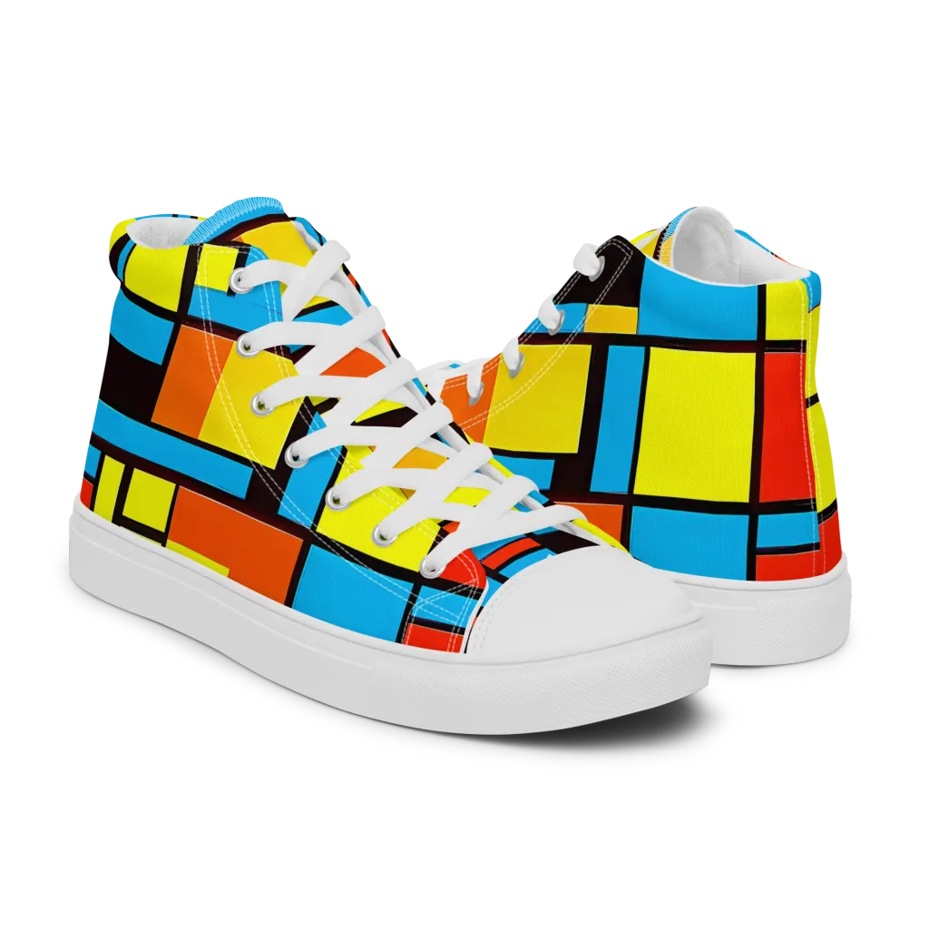 Block Party on Men's High Top Canvas Shoes — Right