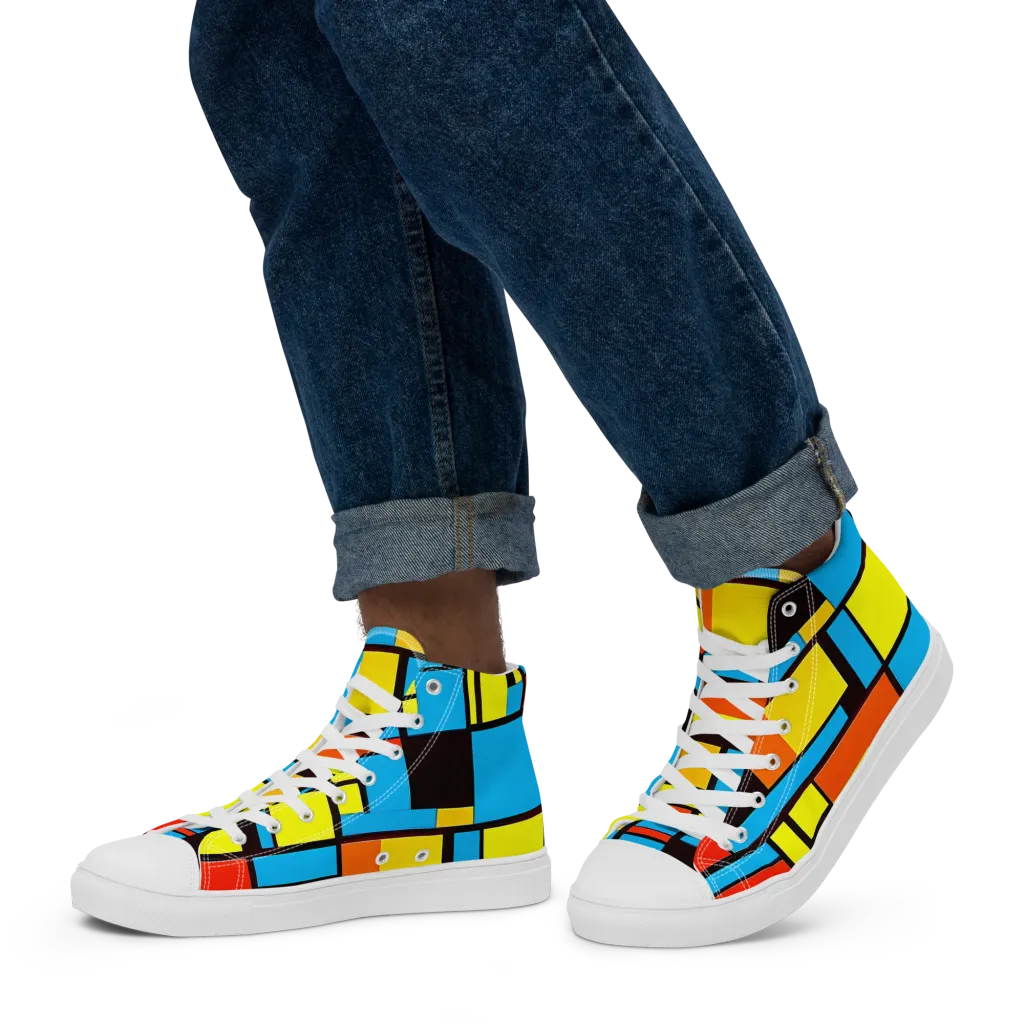 Block Party on Men's High Top Canvas Shoes — Left