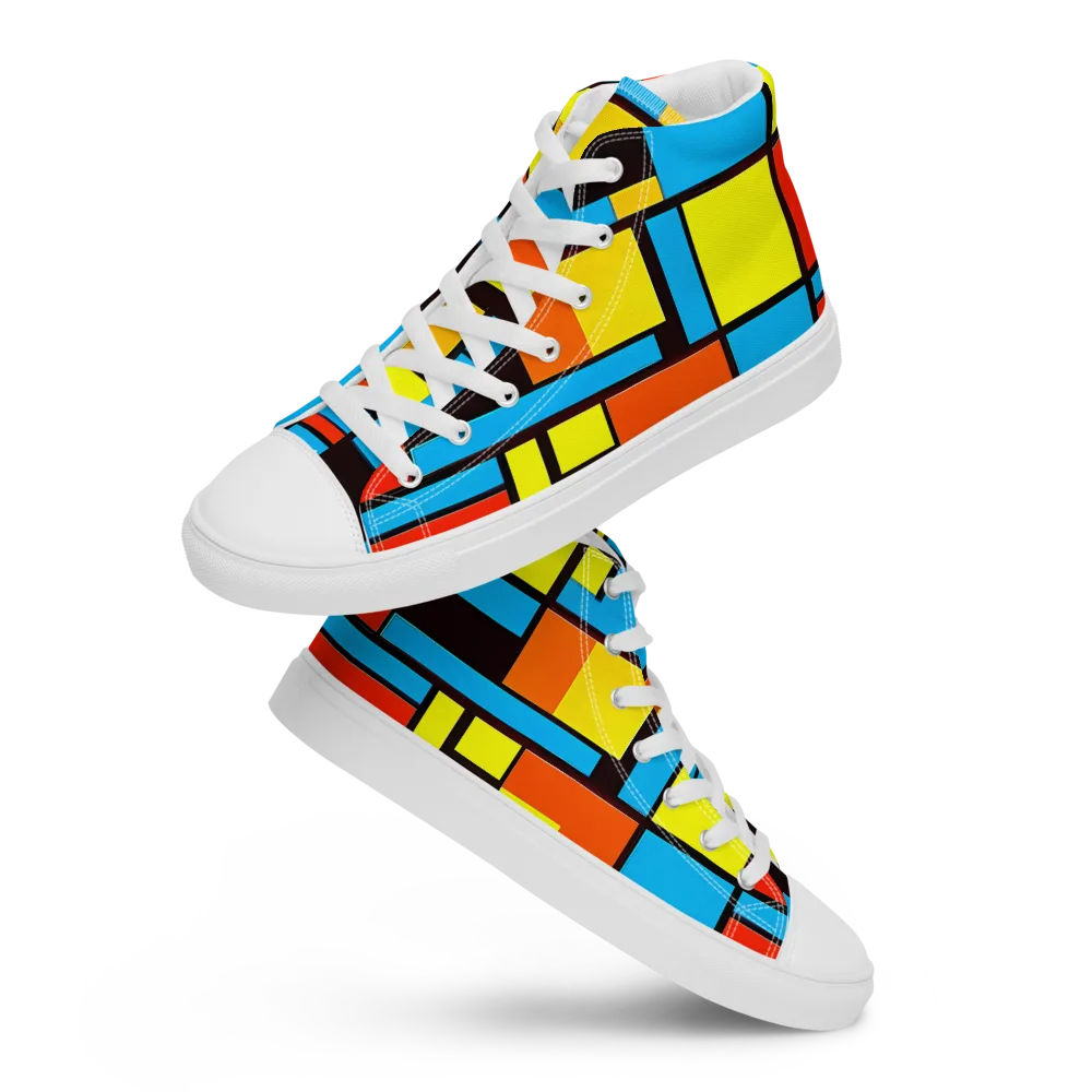 Block Party on Women's High Top Canvas Shoes — Front
